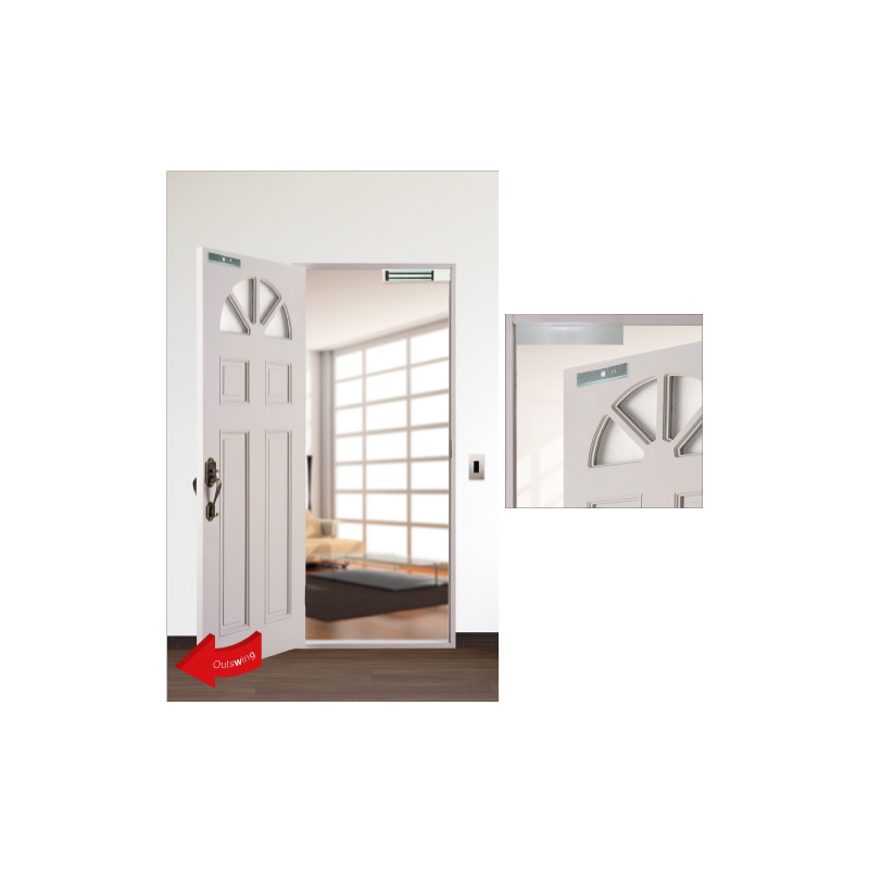 Vanntett mini dørmagnet, holder kraft opp til 272 kg. 12 / 24VDC kobling