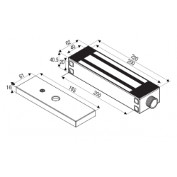 Waterproof electronic door magnet, holding force 545 kg, 12 / 24VDC automatic switching. Stainless steel