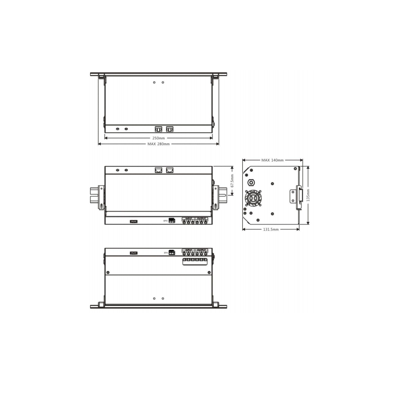 500VA / 300W UPS for DIN-skinne, inkl. 1 stk. 12V batteri, linje-interactive
