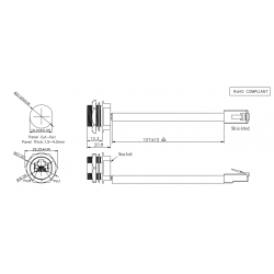Vanntett RJ45 chassiskontakt, 21 mm gjenger - for utendørs bruk
