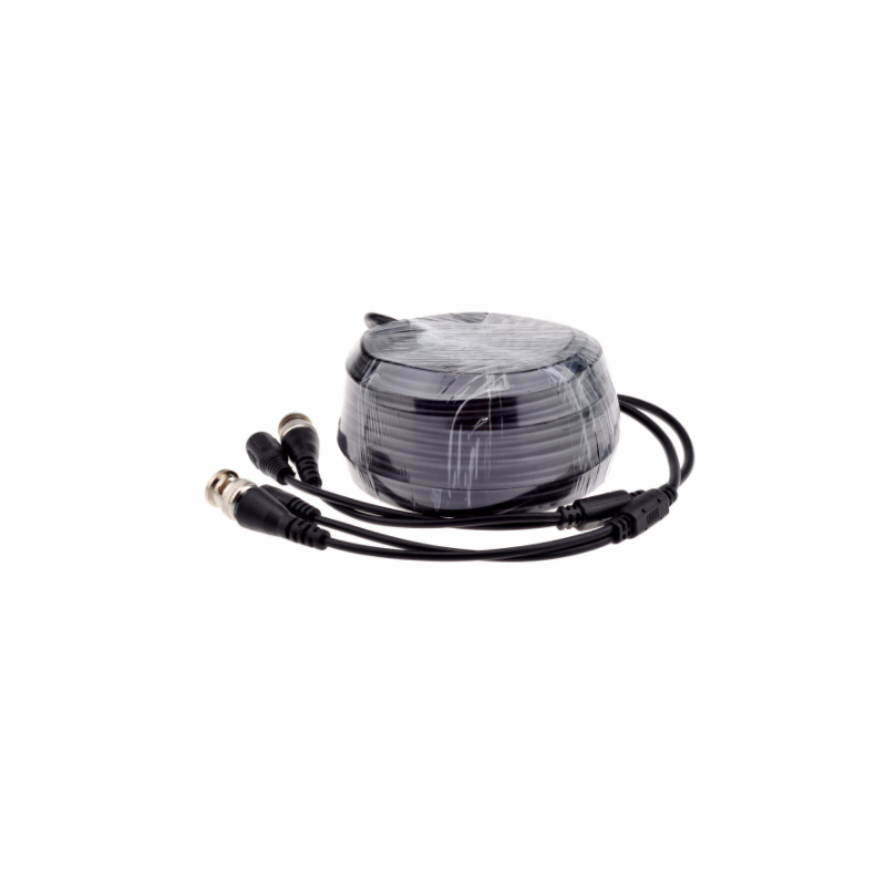 RG59 cable with power cable, BNC shielded male-male, 75 ohm, power-Jack male/female
