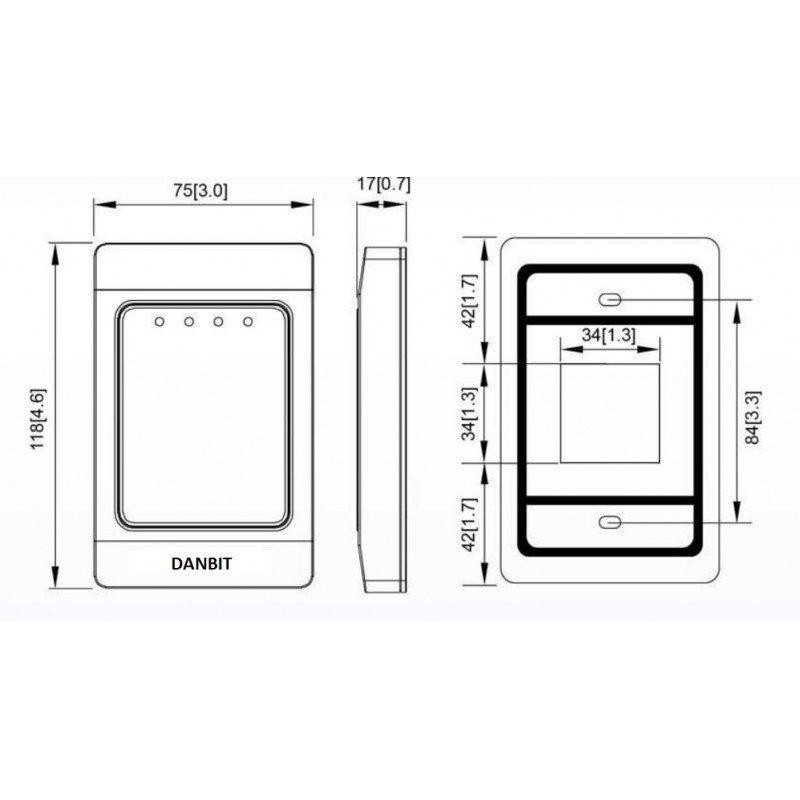 Vanntett RFID-leser 13,56MHz Mifare HEX 10 siffer 40bit