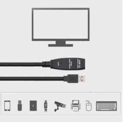 10m Active USB 3.0 extension cable with signal amplifier
