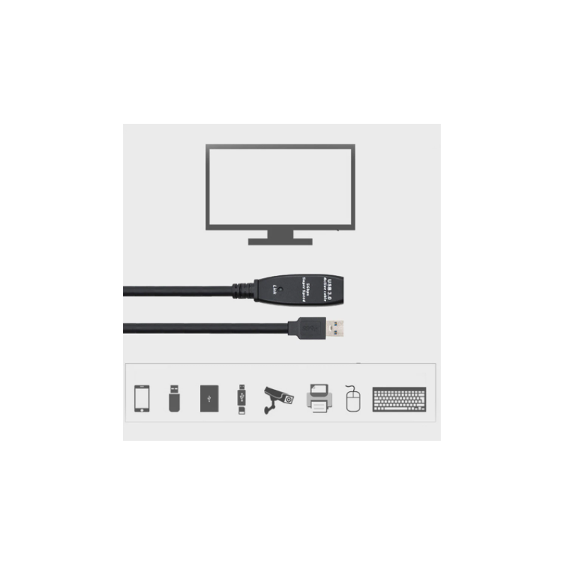 10m Active USB 3.0 extension cable with signal amplifier