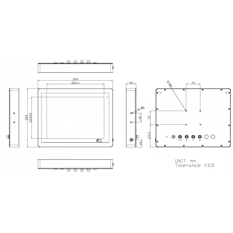 Industri 15 "17" 19 "Panel PC i3 ​​/ i5 vann- og støvtett, PCAP berøring, 1000Nits Høye nits, Medico panel PC / 19