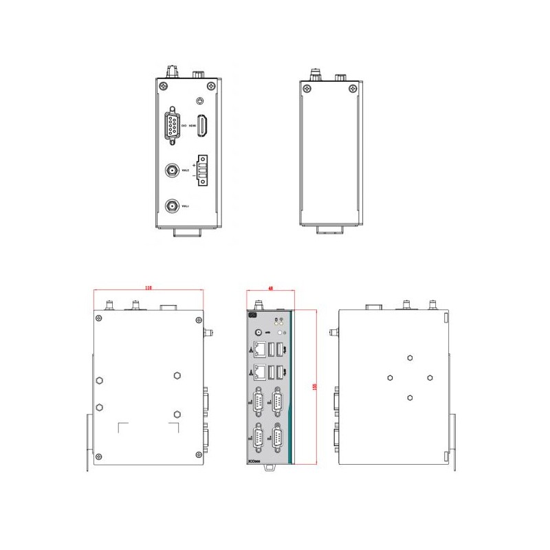 PC N4200, RS232, USB, isolert DB9, RS232/422/485, 4 USB, 2xLAN, ICO300-83B CPU-N4200