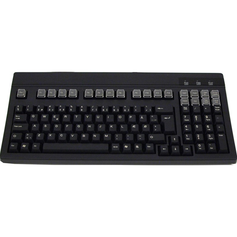 Black keyboard for PS/2 - PS2 connector mini DIN6 Danish character set function keys