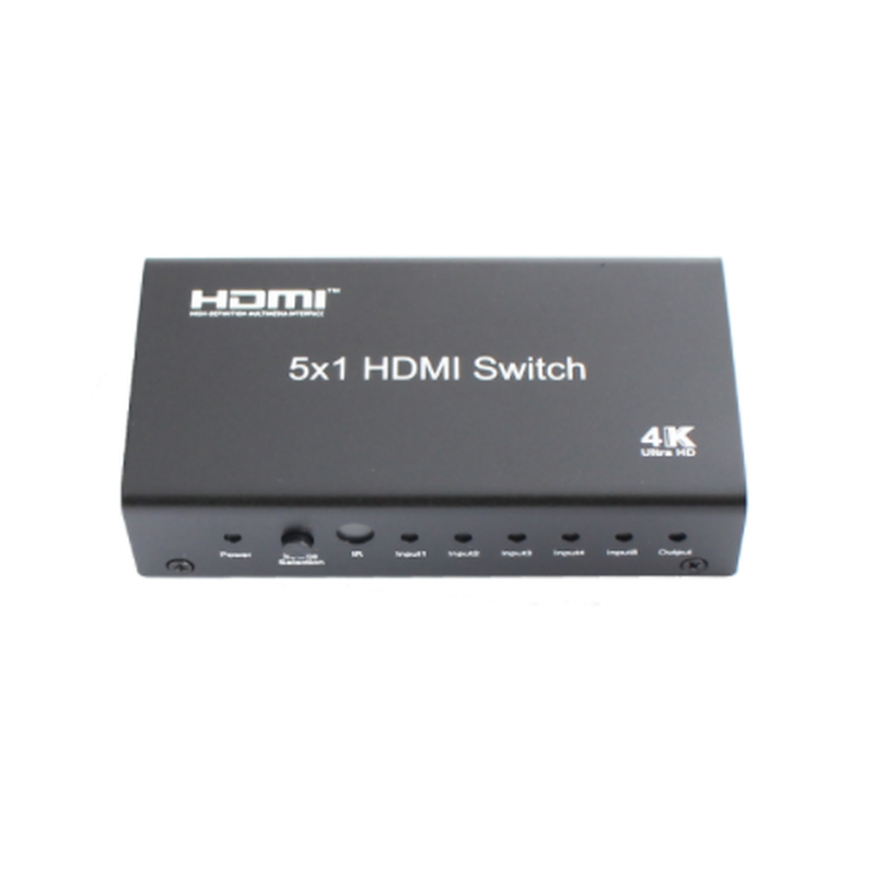 4K HDMI-switcher med 5 HDMI-innganger og 1 HDMI-utgang fjernstyrt