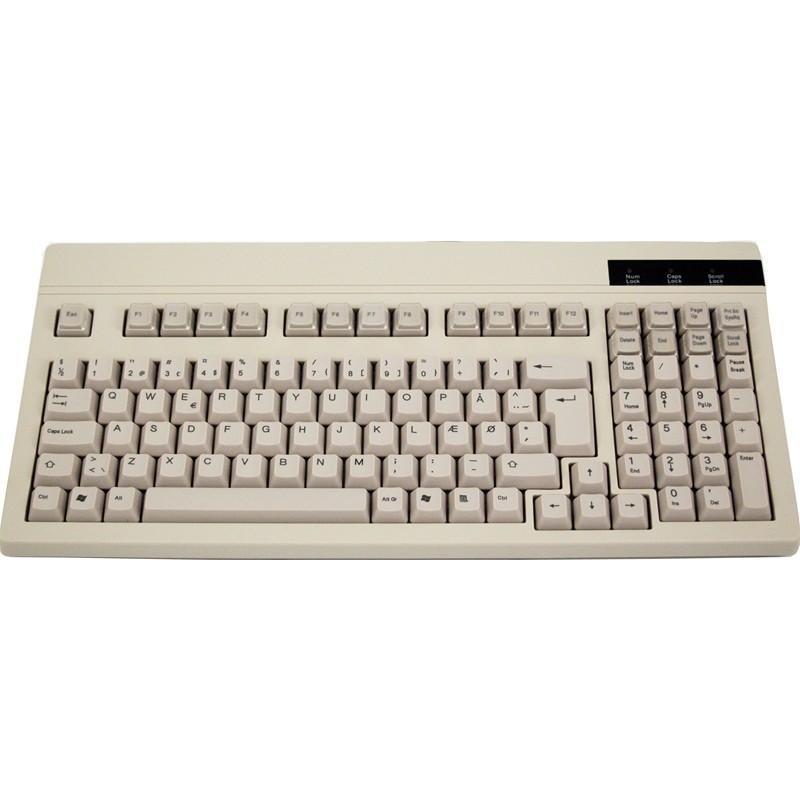 Beige keyboard for USB PS / 2 - 104 keys - US character set. 21 transparent button hoods