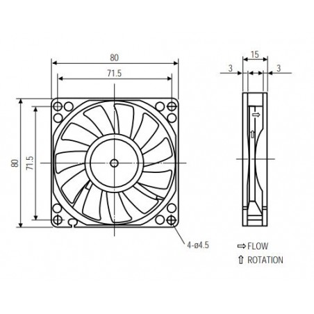 12V fan 8x8cm 3pin