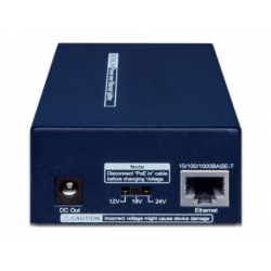 Gigabit PoE++ splitter (60W) for PoE-data og 12VDC/5A eller 19VDC/3.2A eller 24VDC/2.5A ut