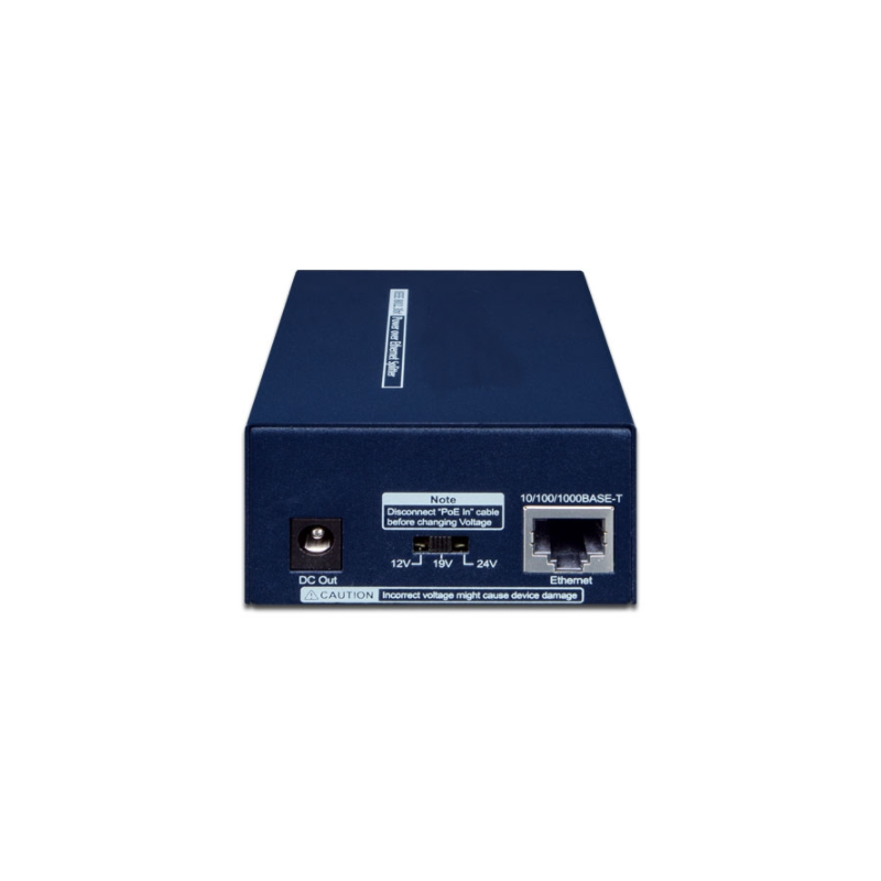Gigabit PoE++ splitter (60W) for PoE-data og 12VDC/5A eller 19VDC/3.2A eller 24VDC/2.5A ut