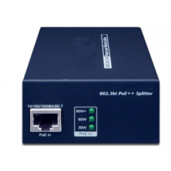 Gigabit PoE++ splitter (60W) for PoE-data og 12VDC/5A eller 19VDC/3.2A eller 24VDC/2.5A ut