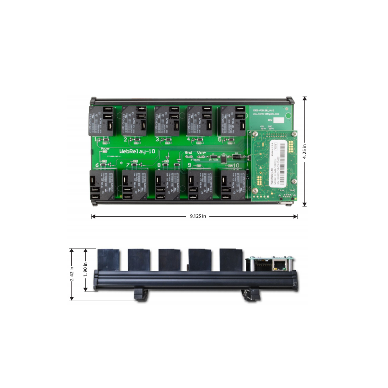 Web relé over LAN, Internett, 10 x Power Relay 250VAC / 15Amp. Modbus/TCP