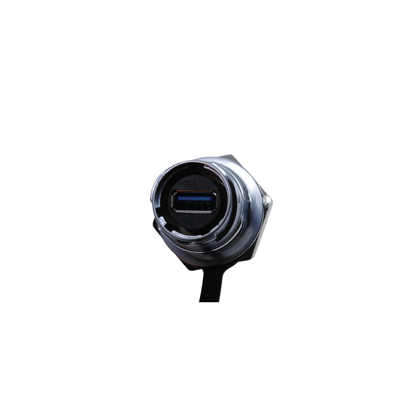 Vanntett USB 3.0 hunn-kontakt med flensen til chassiset, IP68 tett med hette, USB hunn / hunn