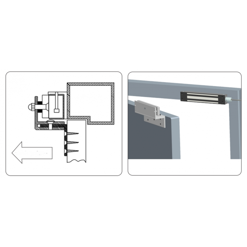 Feste for dørmagneten 280kg -yxx typer. Passer til dører som åpner innover hvor holdemagneter er på Karm-siden