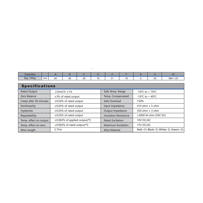Load cell 50 kg - The tensile and pressure - Danbit A / S