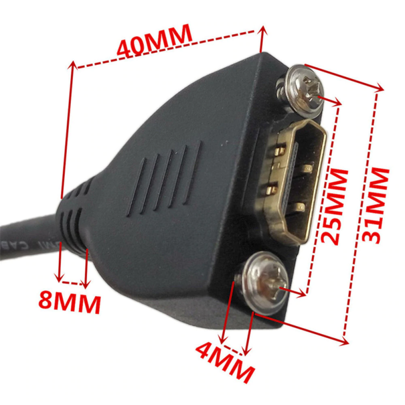 HDMI 1.4 panelmontert kabel - 50 cm, 1080p, HDMI-A hunn til Micro-D hann