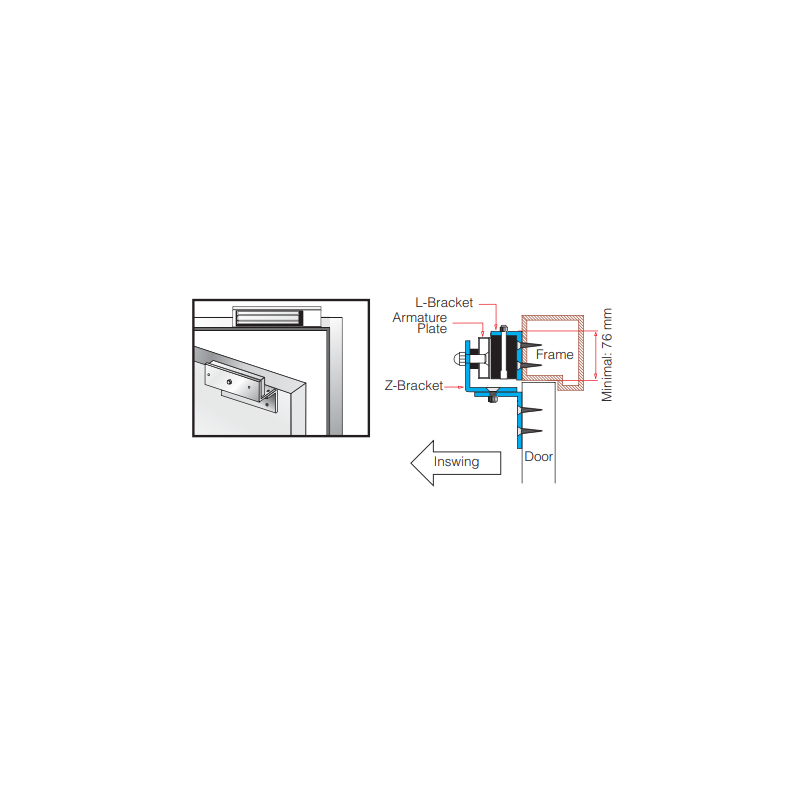 Z-vinkelbrakett for DOOR-MAGNET+ på innaddør