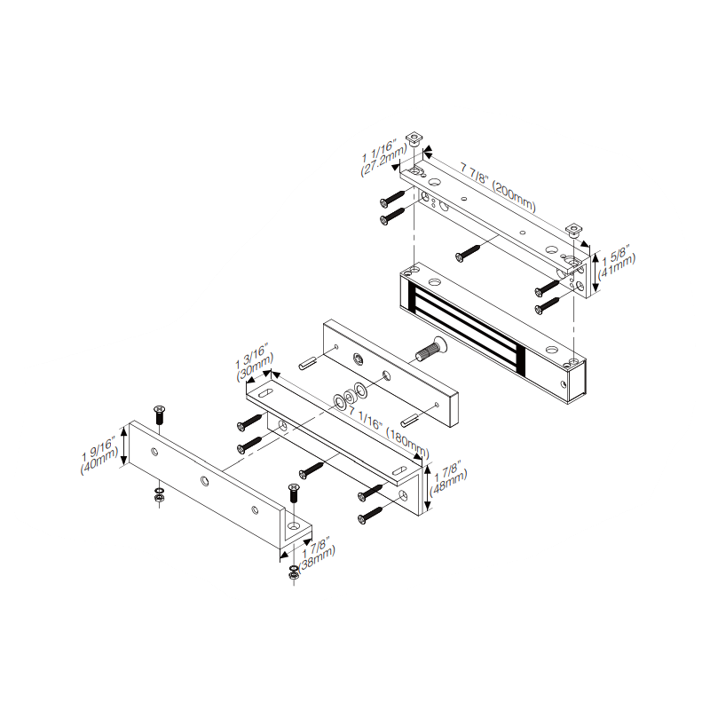 Z-vinkelbrakett for dørmagnetdørmagnet-MI på innadgående dør