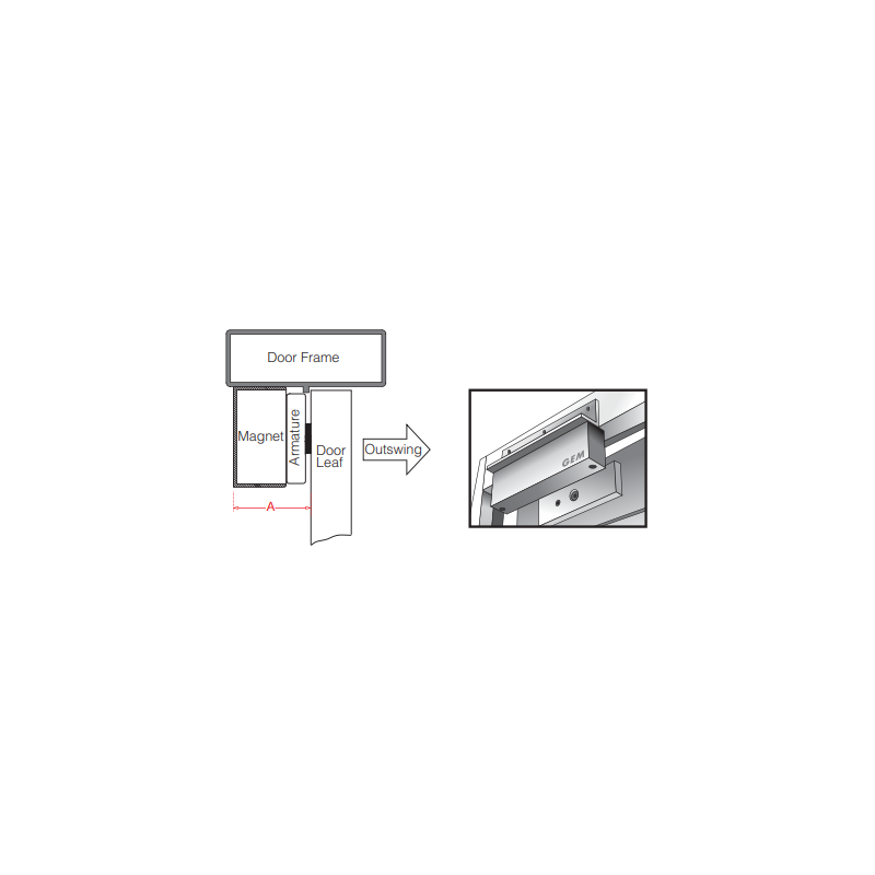 Angle bracket for door magnet on outward-facing door