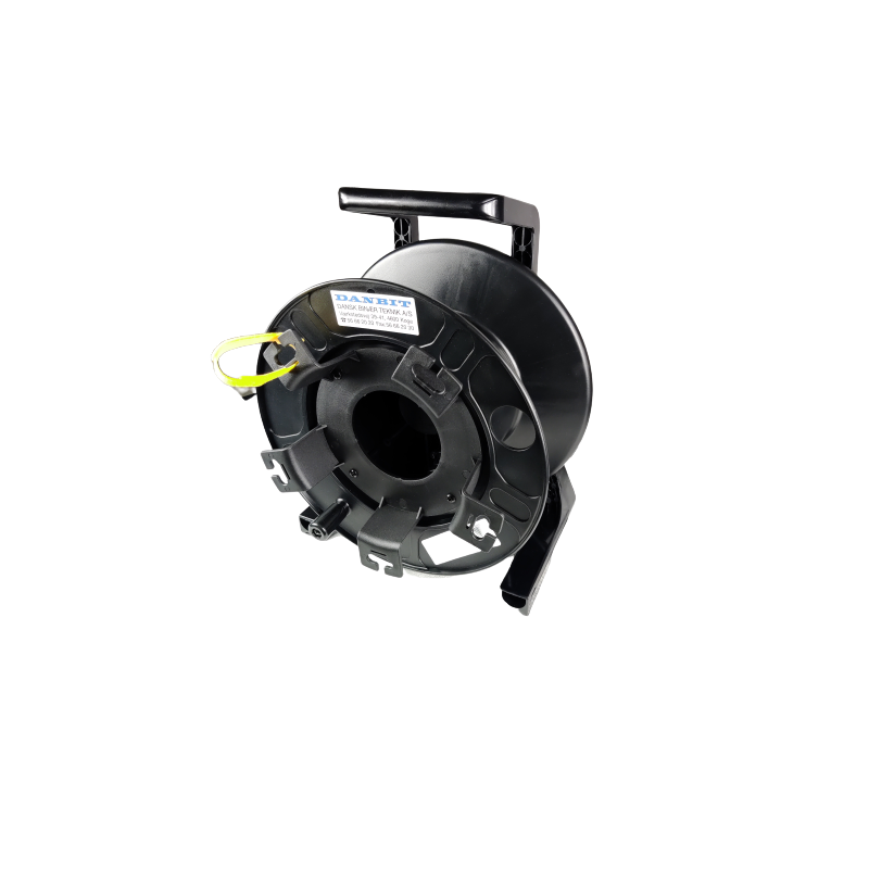 Robust kabeltrommel for fiberkabel. Opptil 200 meter armert dupleks fiberkabel