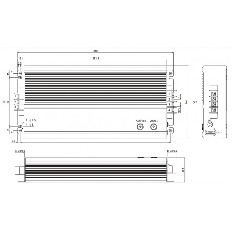 Industriell DC Strømforsyning 24V 1000W