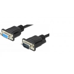Null modem cable (3m) rs232 com with 1x db9 male to 1x db9 female
