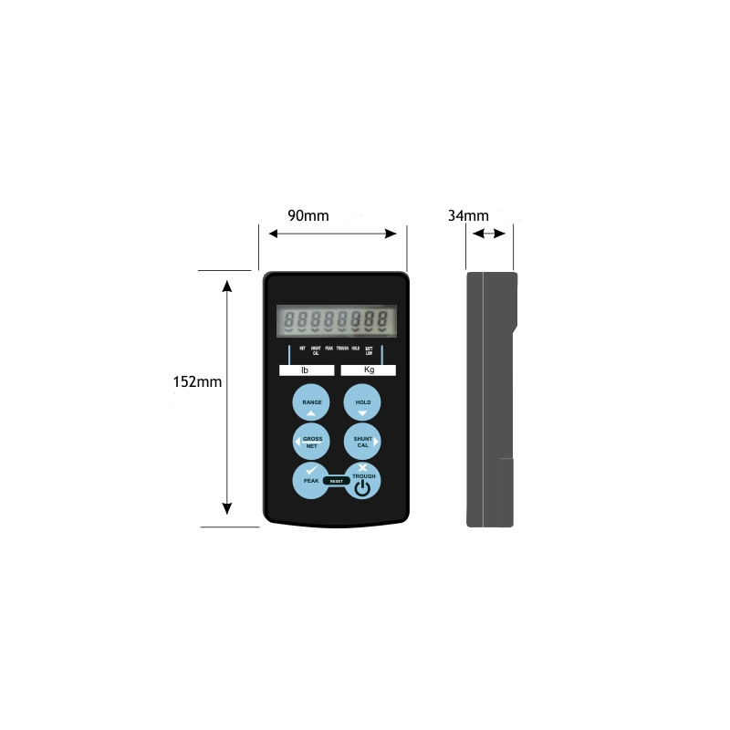 Håndholt Load Cell Instrument. 4 Wire Strain Gauge Input.