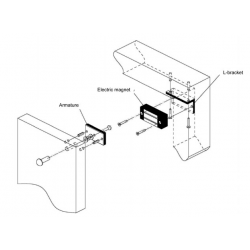 Mini dørmagnet for 24VDC, 6 watt, IP65 Holdekraft opptil 45 kg