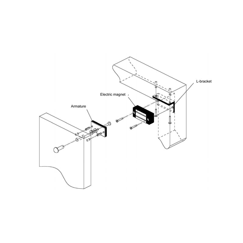 Mini dørmagnet for 24VDC, 6 watt, IP65 Holdekraft opptil 45 kg