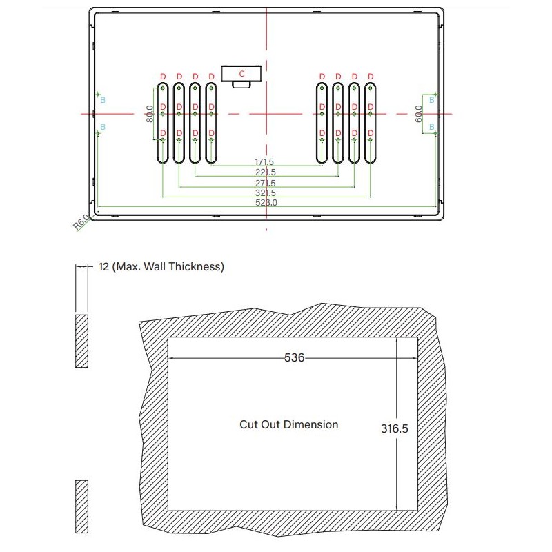 21.5"  Modular Monitor TFT-LCD, capacitive touch, IP65 front
