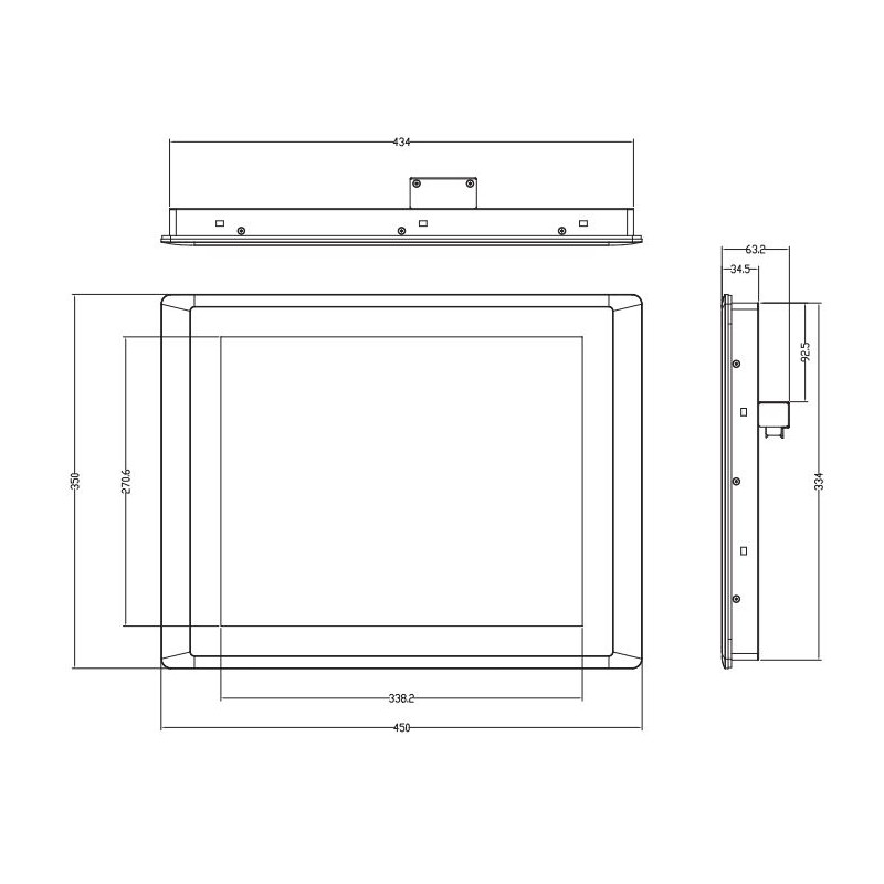 17" Modular Monitor TFT-LCD, kapasitiv berøring, IP65 front