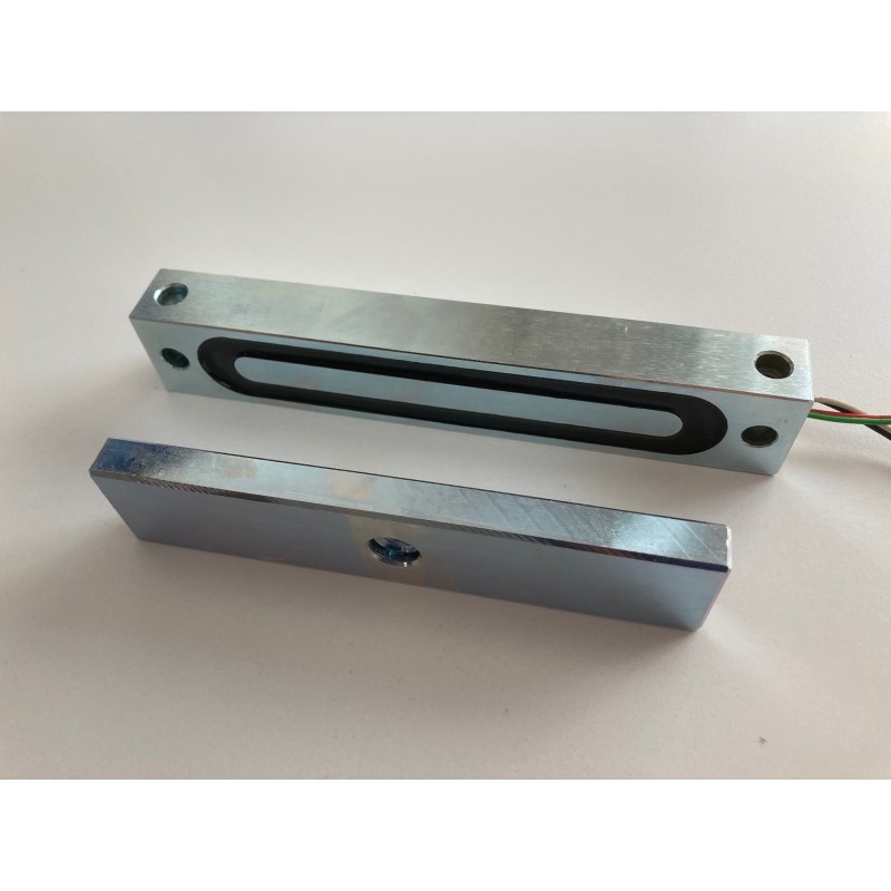 Elektronisk magnetisk lås med 110 kg holdekraft. 12 eller 24VDC.