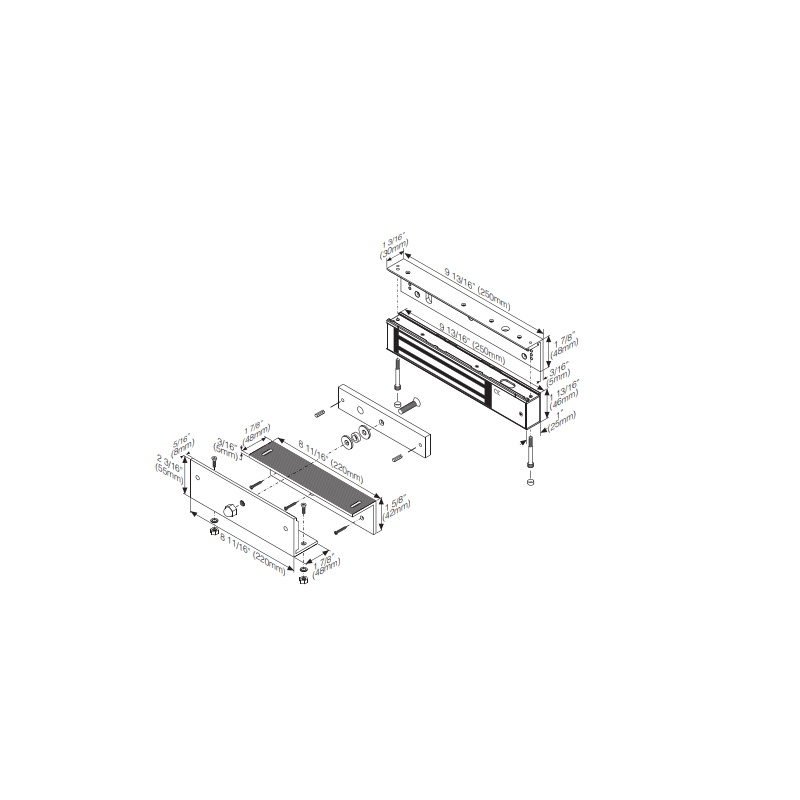 Vinkelbrakettsett for montering av holdemagneten for innadgående dør