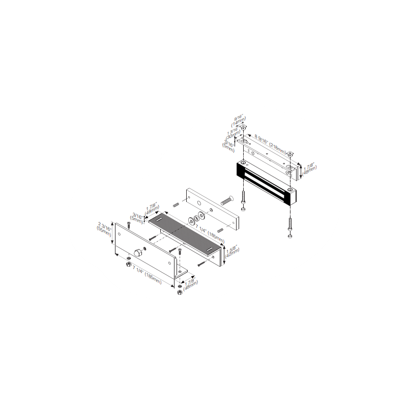 Monteringsbrakett for Holdemagnet. For innadgående dør