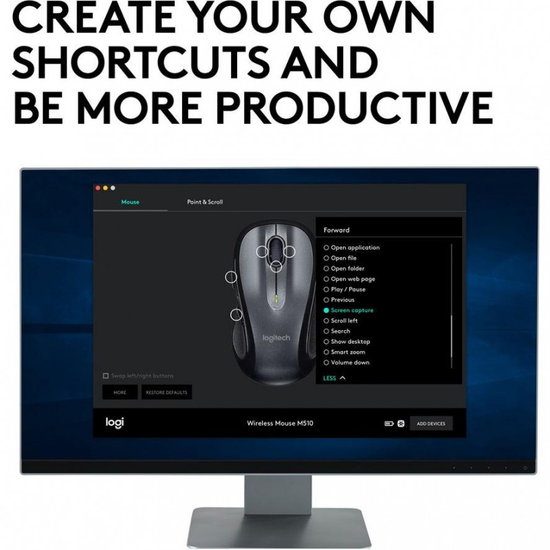 Logitech M510 Mus Wireless med 5 knapper 2.4GHz