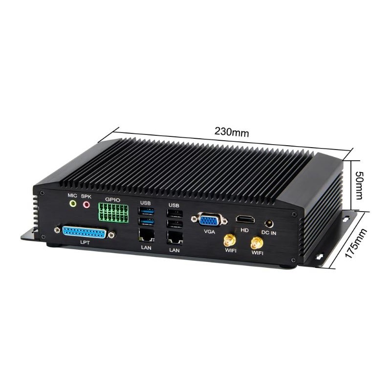 Embedded BOX PC i aluminiumshus med 6 RS232-porter