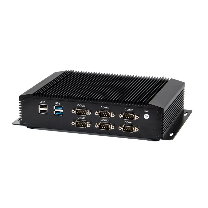 Embedded BOX PC i aluminiumshus med 6 RS232-porter