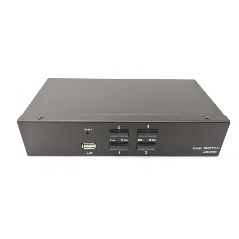 4-porters KVM-svitsj DP, DisplayPort, 4K60Hz, 3 x USB2.0-hurtigtaster