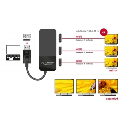 4k DP Splitter: 1x In, 3x Out w/Multi-Stream & Dual Mode