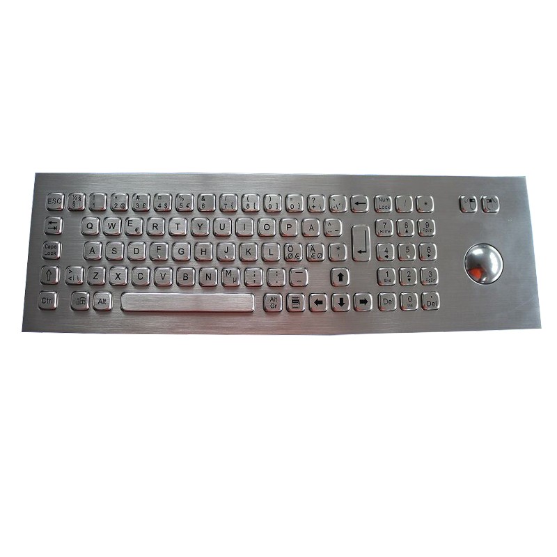 IP65 stainless steel keyboard with trackball rugged and waterproof, USB, Nordic character