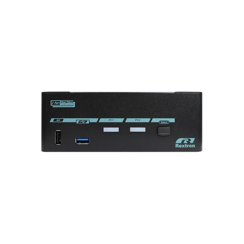 2 Porter 8K DisplayPort KVM opkopler med dobbeltskjermutgang (Dual Head) SB3.2, USB3.0 og USB HID