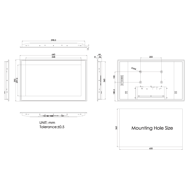 24" Vanntett høy lysstyrke skjerm med berøring