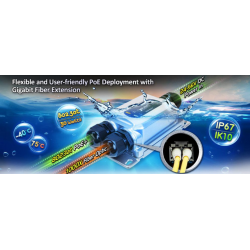 Waterproof media converter for 1000Mbit Fiber and 100/1000Mbit RJ45, PoE+ IP67 IK10