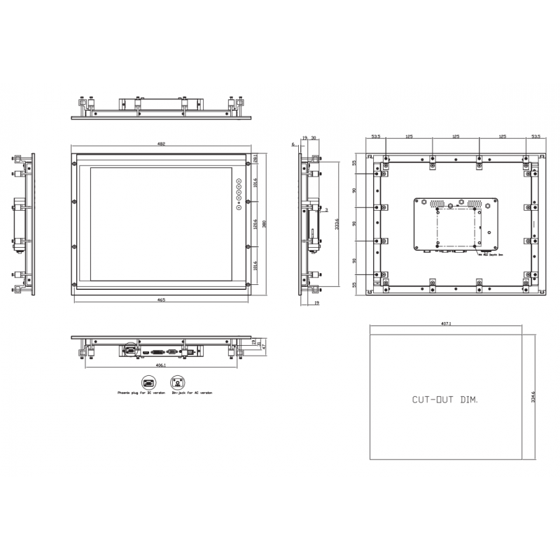 Panel berøringsskjerm 19" - Touch / Touch sensitiv med HDMI VGA DP resistive Touch