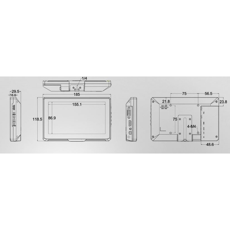 Kompakt industriell LCD-skjerm 7"