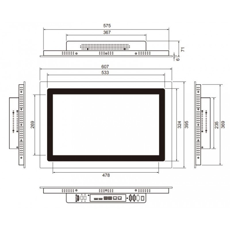 High brightness, sunlight readable, Industrial Panel PC 21.5 LCD with Touch