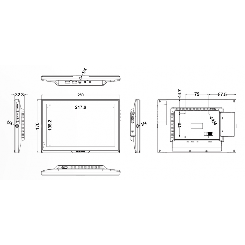 10" TFT HDMI, VGA, video multi touch VESA