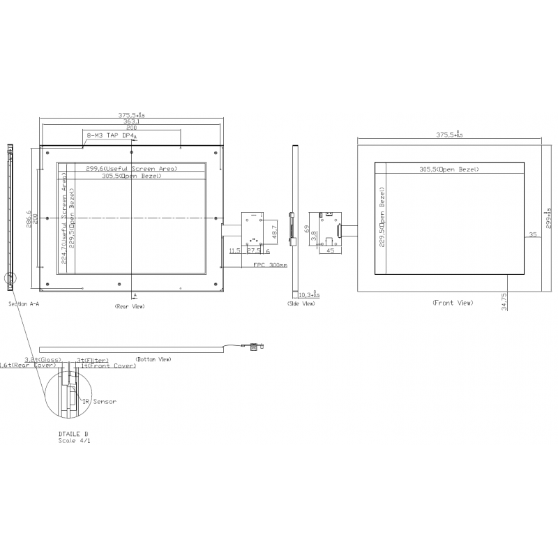 15 "Infrarød berøringsskjermmodul Windows 2000, XP, Vista, Windows 7 Windows 10 Multi Touch